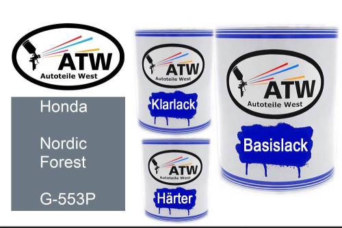 Honda, Nordic Forest, G-553P: 1L Lackdose + 1L Klarlack + 500ml Härter - Set, von ATW Autoteile West.